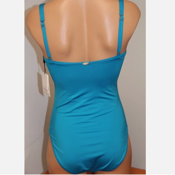 NWT Calvin Klein Swimsuit Bikini one 1 piece Size 8 Cerulean 50+ UPF - Picture 4 of 4